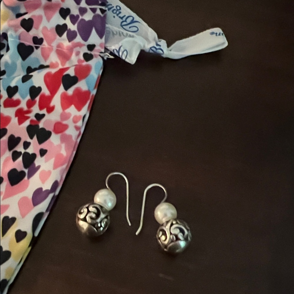 Brighton Silver and Pearl Dangle Earrings